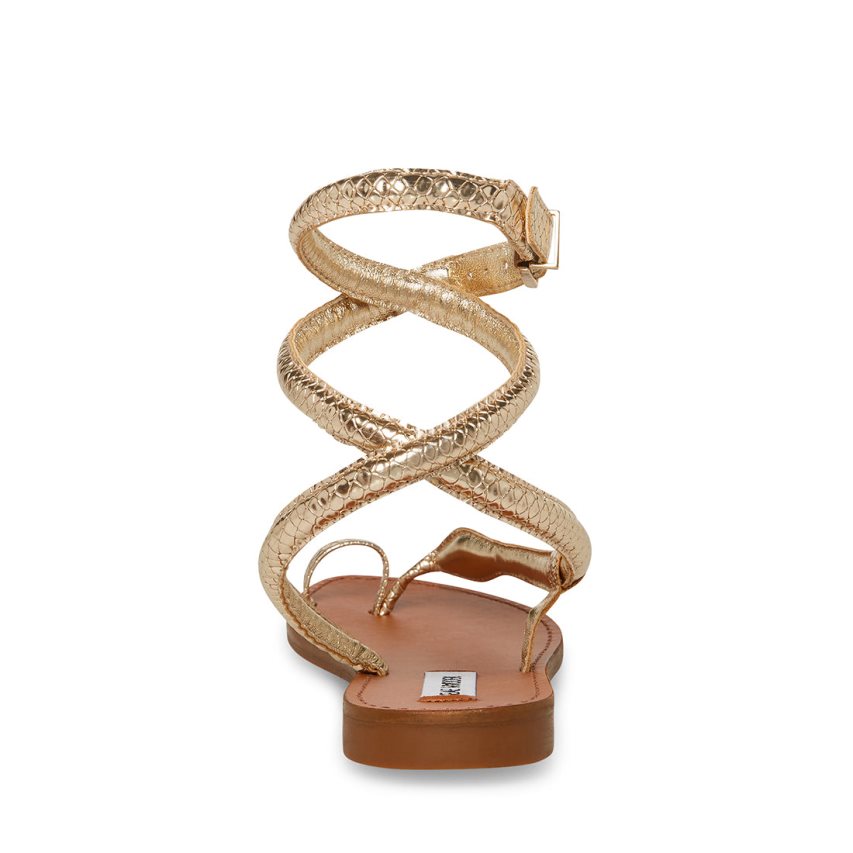 Sandalias Planas Steve Madden Scales Snake Mujer Doradas | ES WTE4S6